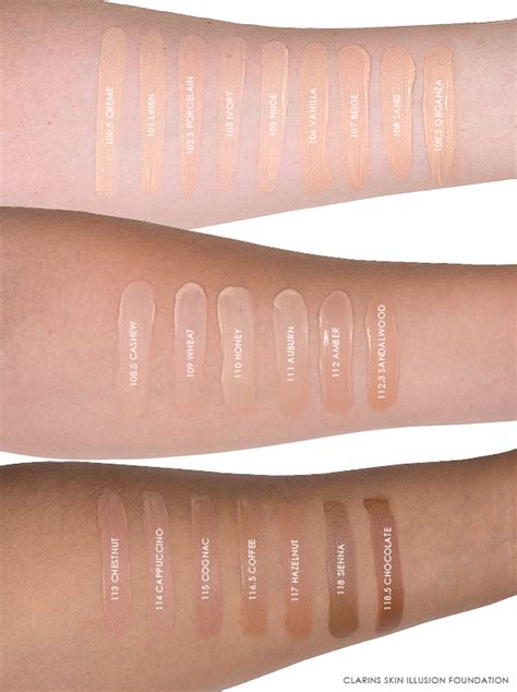 clarins skin illusion foundation shades.